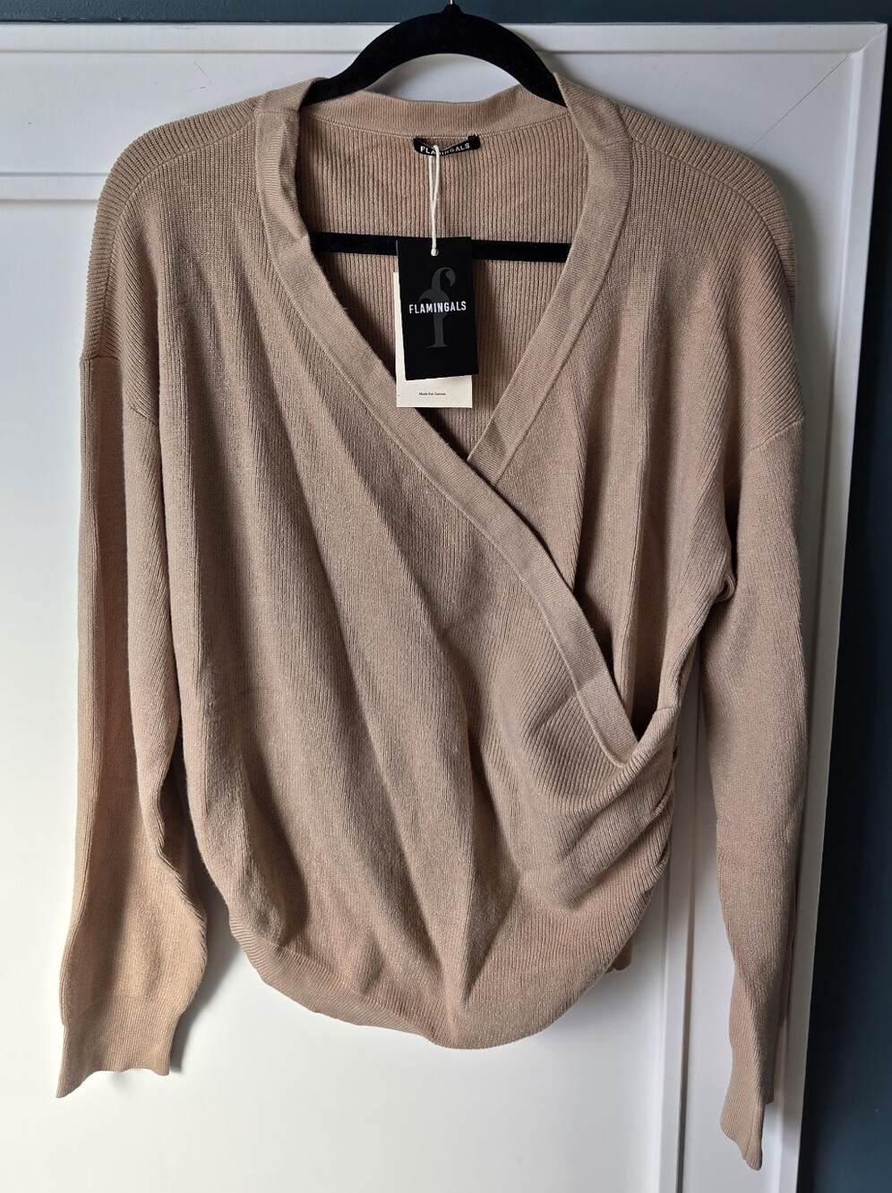 Flamingals Women's Beige Wrap Sweater